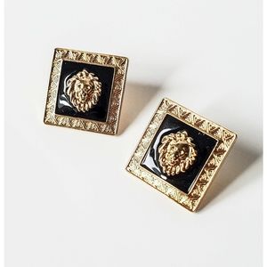 Lion Head Vintage Square Earrings